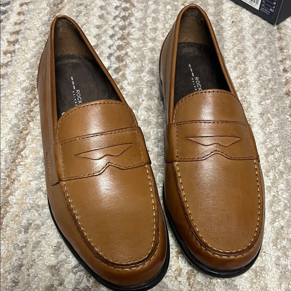 Mens Lockport Classic Penny Loafers Shoes Sz 8.5 W Brown Leather M76445
